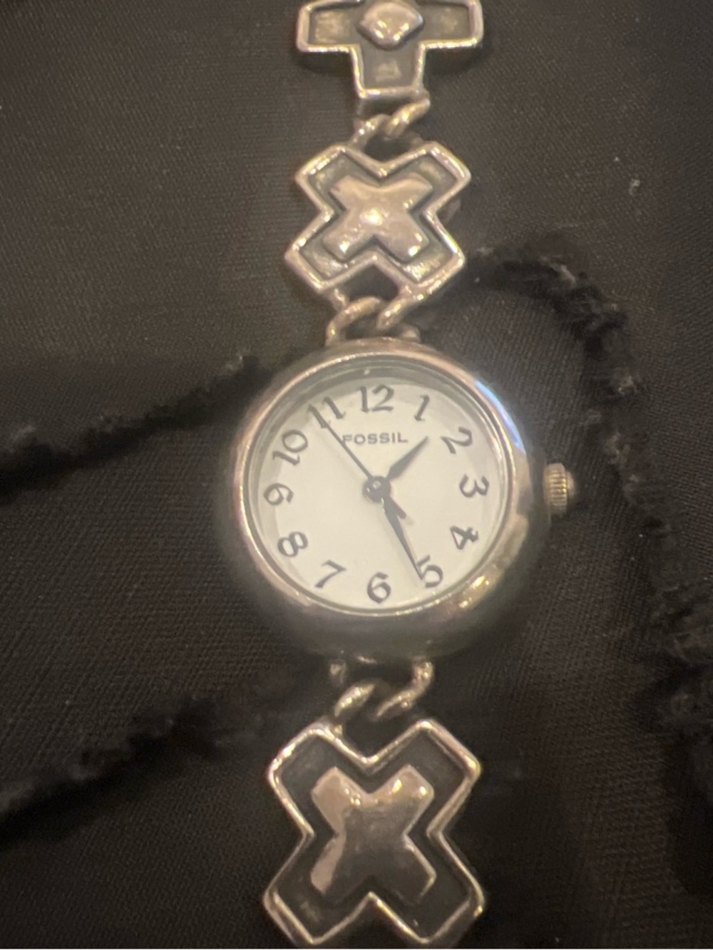 Fossil Silver-Tone Bracelet Watch with White Dial